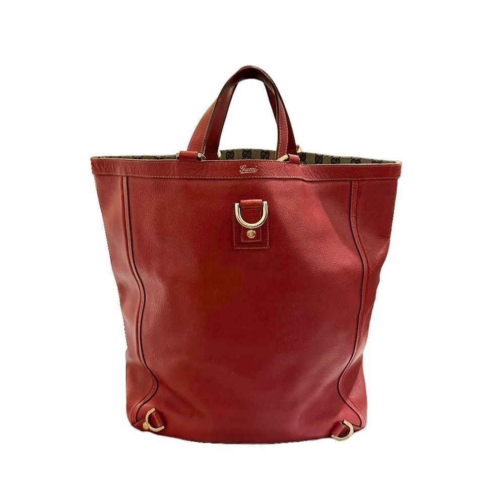 Gucci Red Leather Tote Bag